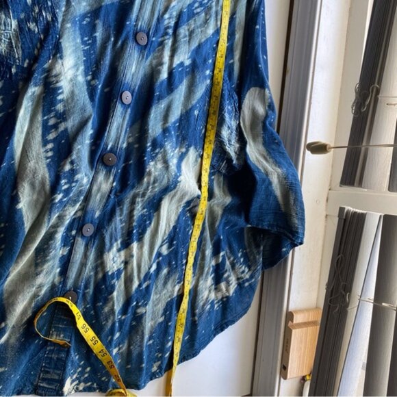 Shiva Fashions Blue Tie-Dye Sleeveless Swing Dress One Size Pocket Boho Festival - Picture 10 of 11